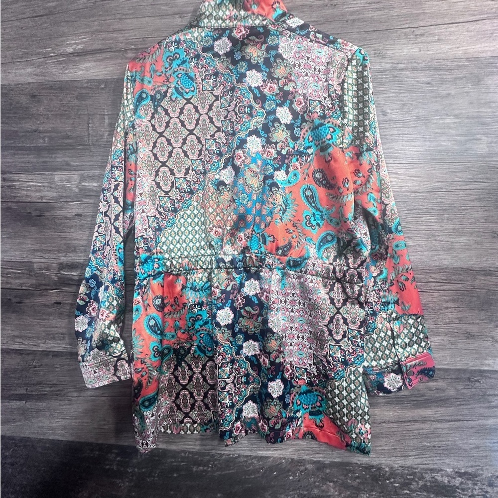 Ruby Rd. Colorful Teal Gold Jacket - Picture 3 of 10
